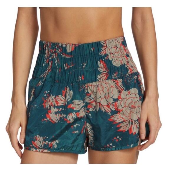 Free People Movement Home Shorts Teal Green Orange Floral Print OB1223545 - Picture 3 of 10